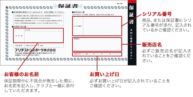 クラブ保証書 裏