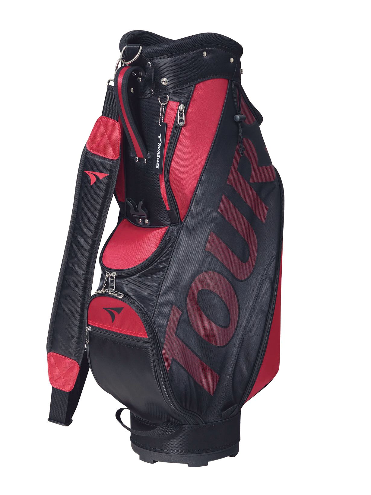 ツアーステージ ゴルフキャディバック 赤黒 新品未使用 - ゴルフバッグ 